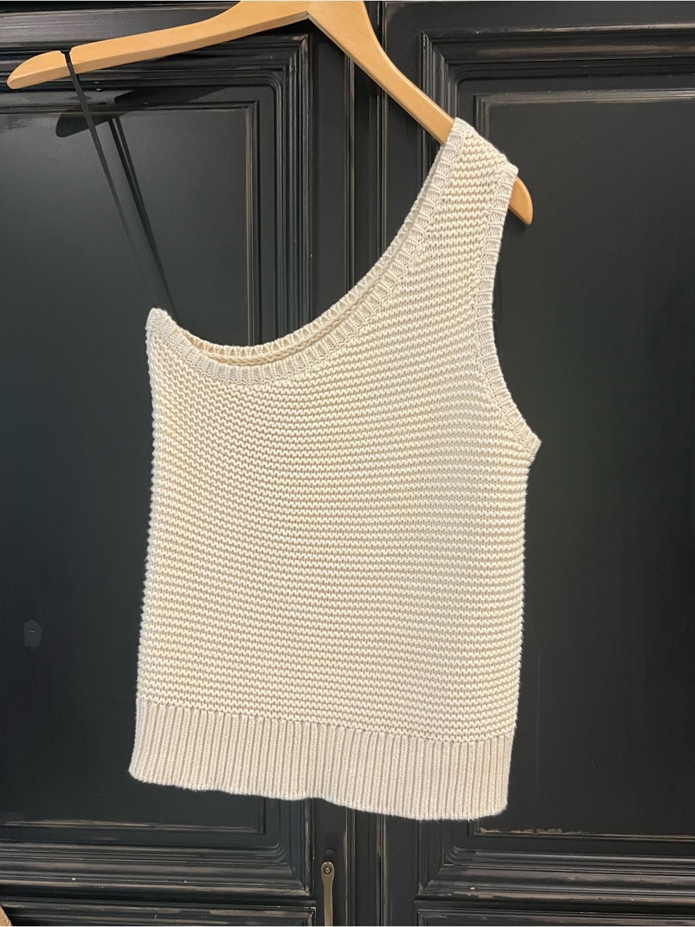 A Piece Apart New York Cream Knit One-Shoulder Tank Top